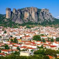 The Kalambaka town down of the Meteora Rocks